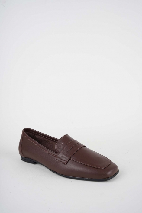 Hakiki Deri Kahve Kadın Babet Ayakkabı 251108103