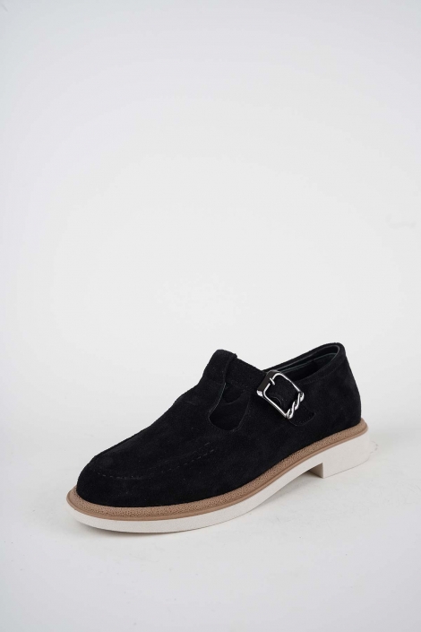 Hakiki Deri Siyah Süet Kadın Casual Ayakkabı 261108101