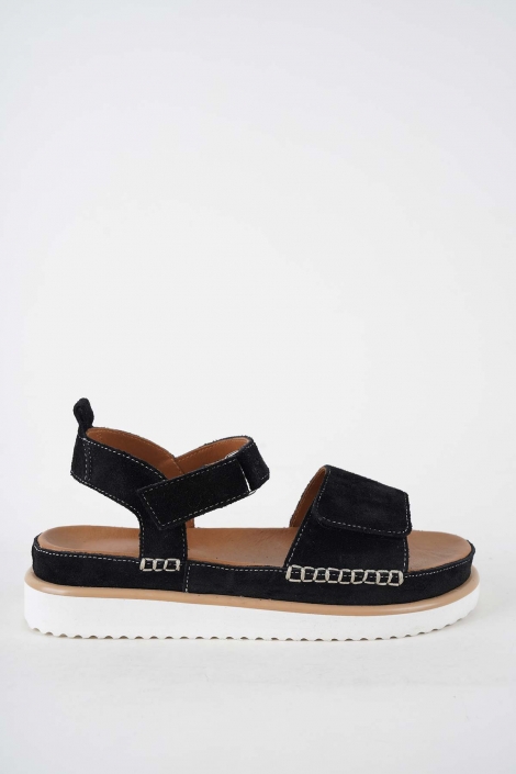 Hakiki Deri Siyah Süet Kadın Casual Sandalet 251111508
