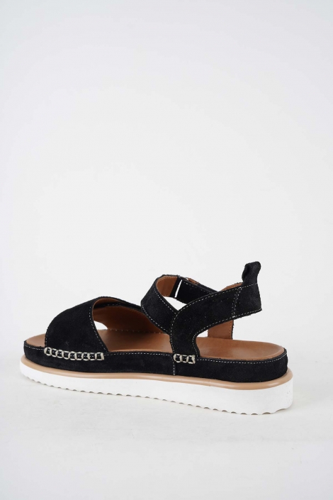 Hakiki Deri Siyah Süet Kadın Casual Sandalet 251111508