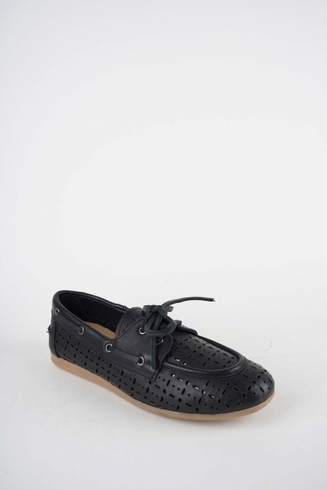 Hakiki Deri Siyah Kadın Babet Ayakkabı 261111102