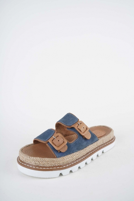 Hakiki Deri Kot Mavi Süet Kadın Casual Terlik 261111603