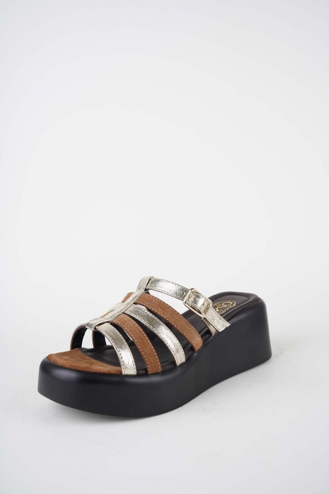 Hakiki Deri Dore-Taba Süet Kadın Dolgu Topuklu Terlik 261114601