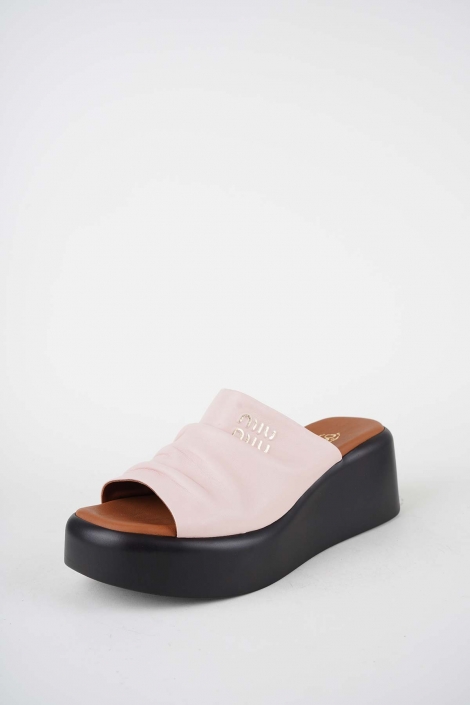 Hakiki Deri Pudra Kadın Dolgu Topuklu Terlik 261114602