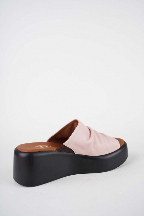 Hakiki Deri Pudra Kadın Dolgu Topuklu Terlik 261114602