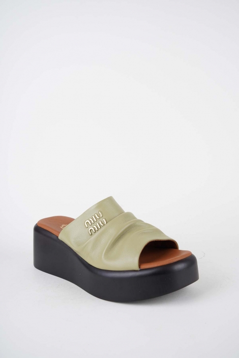 Hakiki Deri Avokado Kadın Dolgu Topuklu Terlik 261114602