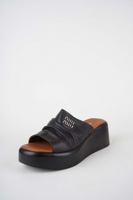 Hakiki Deri Koyu Kahve Kadın Dolgu Topuklu Terlik 261114602