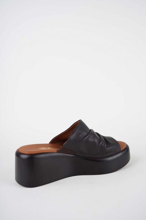 Hakiki Deri Koyu Kahve Kadın Dolgu Topuklu Terlik 261114602