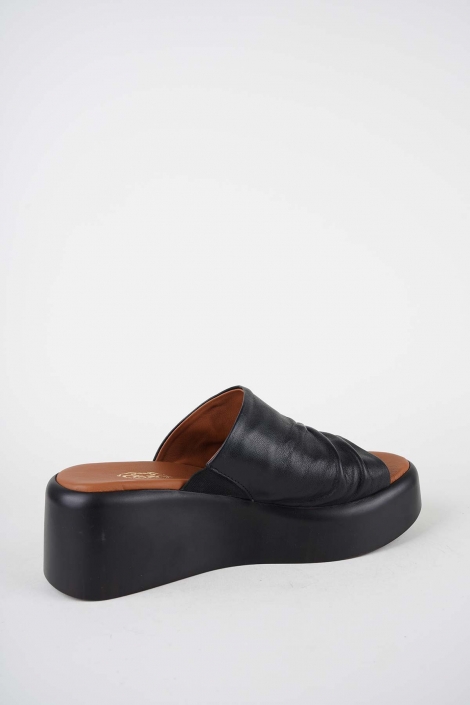 Hakiki Deri Siyah Kadın Dolgu Topuklu Terlik 261114602