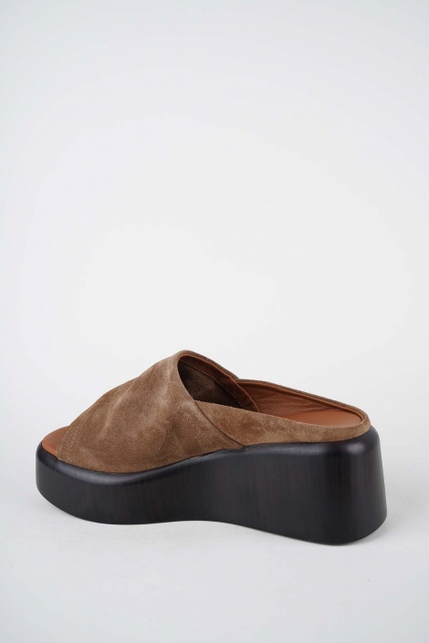 Hakiki Deri Capuccino Süet Kadın Dolgu Topuklu Terlik 261114603