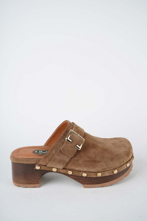 Hakiki Deri Capuccino Süet Kadın Topuklu Sabo 261114703