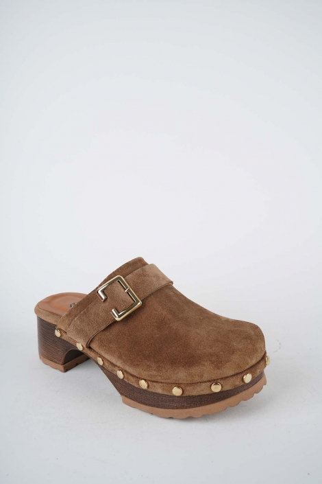 Hakiki Deri Capuccino Süet Kadın Topuklu Sabo 261114703