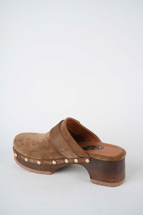 Hakiki Deri Capuccino Süet Kadın Topuklu Sabo 261114703