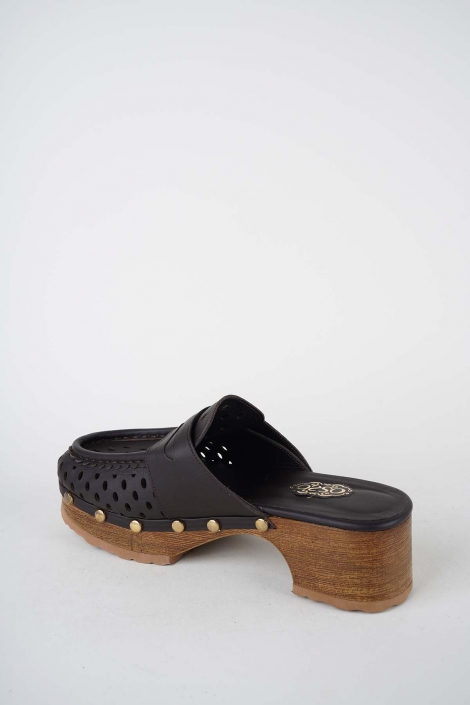 Hakiki Deri Koyu Kahve Kadın Topuklu Sabo 261114704