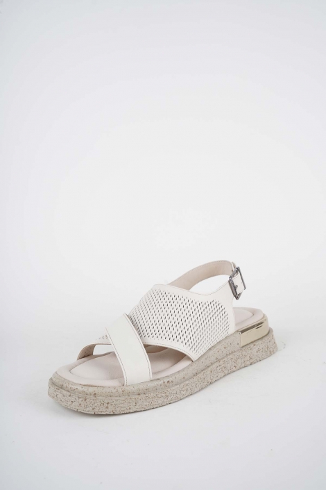 Hakiki Deri Bej Kadın Düz Sandalet 261118501