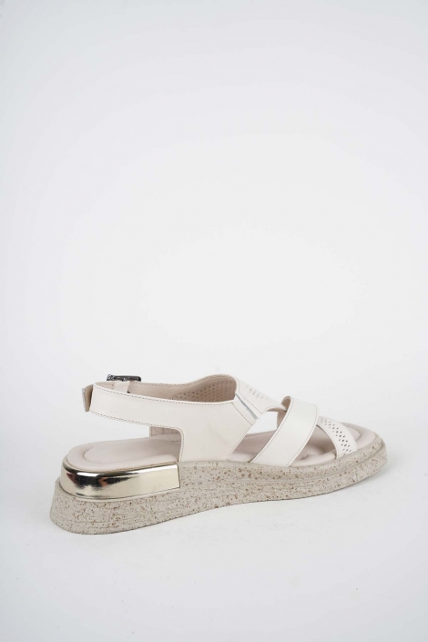 Hakiki Deri Bej Kadın Düz Sandalet 261118501