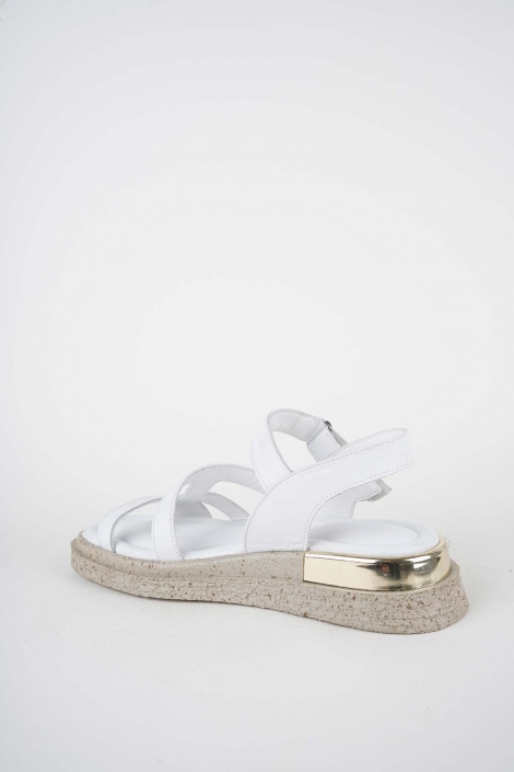 Hakiki Deri Beyaz Kadın Düz Sandalet 261118502