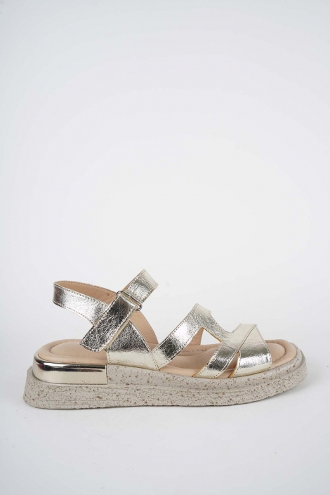 Hakiki Deri Gold Kadın Düz Sandalet 261118502