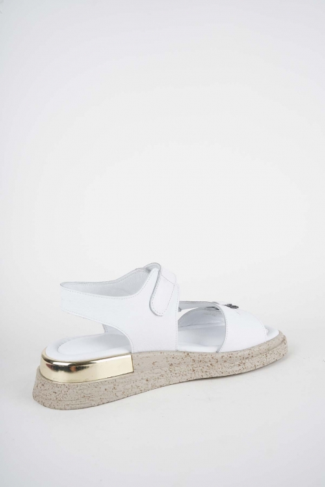 Hakiki Deri Beyaz Kadın Düz Sandalet 261118503