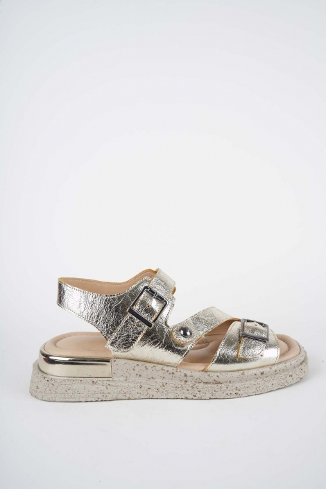 Hakiki Deri Gold Kadın Düz Sandalet 261118503