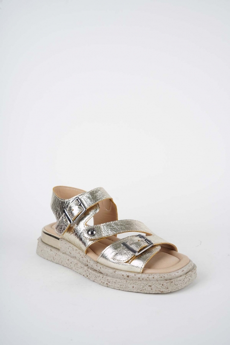 Hakiki Deri Gold Kadın Düz Sandalet 261118503