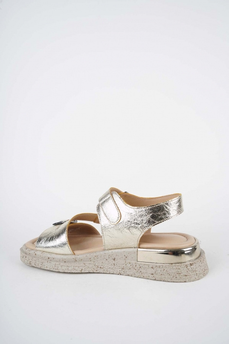 Hakiki Deri Gold Kadın Düz Sandalet 261118503