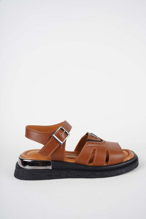 Hakiki Deri Taba Kadın Düz Sandalet 261118504