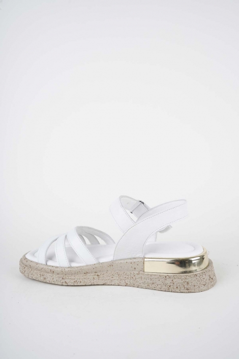 Hakiki Deri Beyaz Kadın Düz Sandalet 261118505