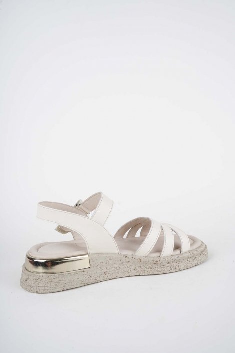 Hakiki Deri Bej Kadın Düz Sandalet 261118505