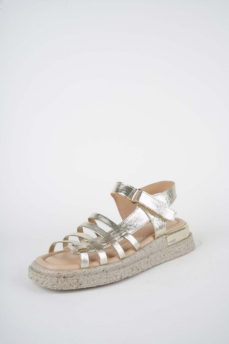 Hakiki Deri Gold Kadın Düz Sandalet 261118506