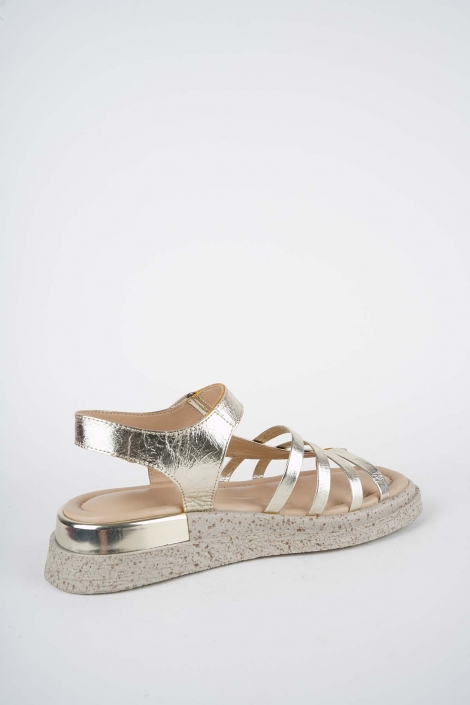 Hakiki Deri Gold Kadın Düz Sandalet 261118506