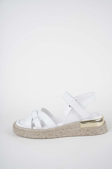 Hakiki Deri Beyaz Kadın Düz Sandalet 261118507