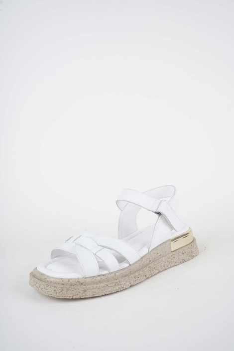 Hakiki Deri Beyaz Kadın Düz Sandalet 261118507