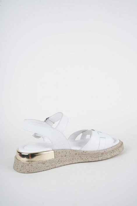 Hakiki Deri Beyaz Kadın Düz Sandalet 261118507
