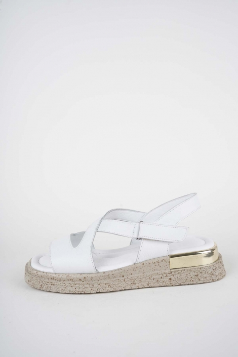 Hakiki Deri Beyaz Kadın Düz Sandalet 261118508