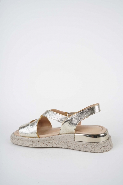 Hakiki Deri Gold Kadın Düz Sandalet 261118508