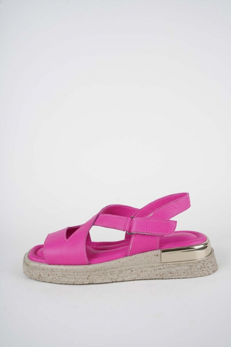 Hakiki Deri Fuşya Kadın Düz Sandalet 261118508