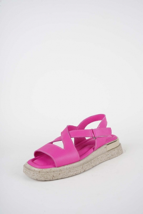 Hakiki Deri Fuşya Kadın Düz Sandalet 261118508