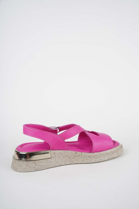 Hakiki Deri Fuşya Kadın Düz Sandalet 261118508