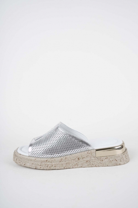 Hakiki Deri Silver Kadın Düz Terlik 261118601