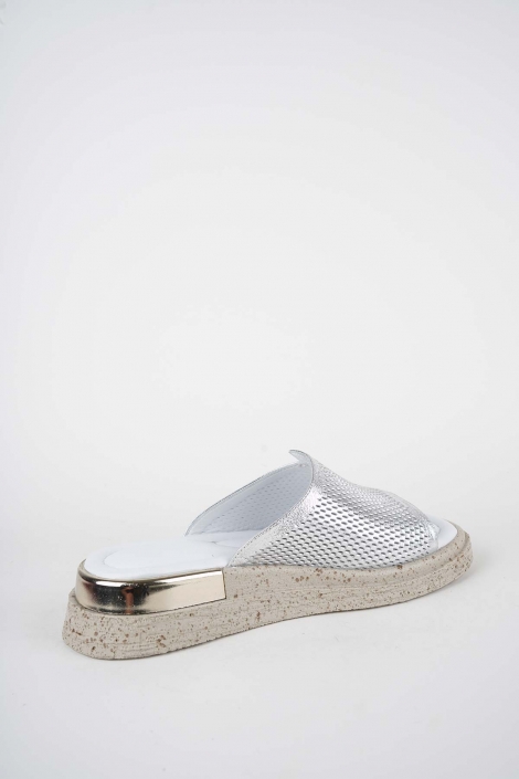 Hakiki Deri Silver Kadın Düz Terlik 261118601