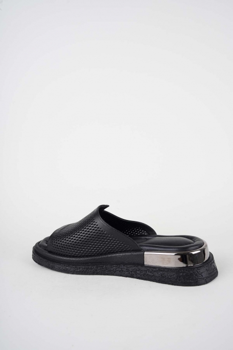 Hakiki Deri Siyah Kadın Düz Terlik 261118601