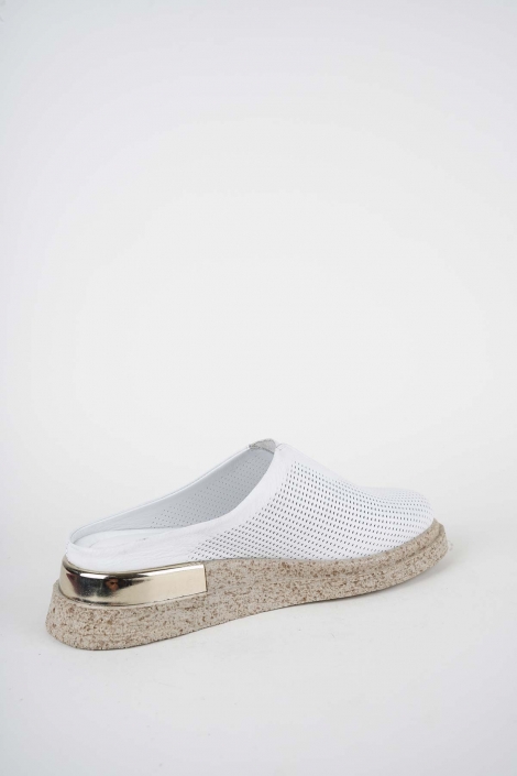 Hakiki Deri Beyaz Kadın Düz Sabo 261118702