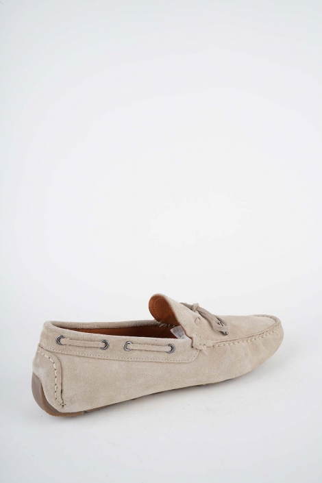 Hakiki Deri Bej Süet Erkek Makosen Ayakkabı 261124M101