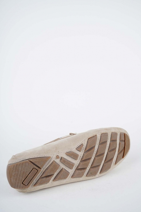 Hakiki Deri Bej Süet Erkek Makosen Ayakkabı 261124M101