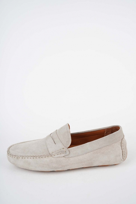 Hakiki Deri Bej Süet Erkek Makosen Ayakkabı 261124M103