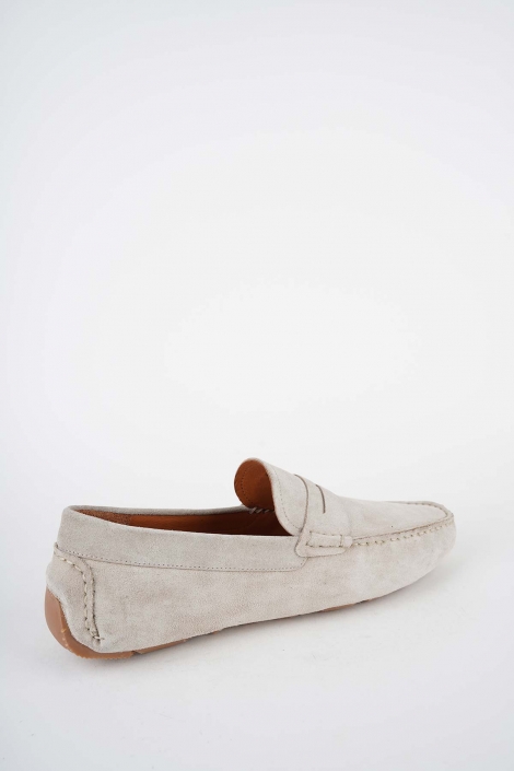 Hakiki Deri Bej Süet Erkek Makosen Ayakkabı 261124M103