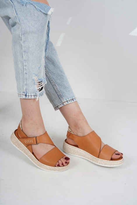 Hakiki Deri Taba Kadın Comfort Sandalet 231125501