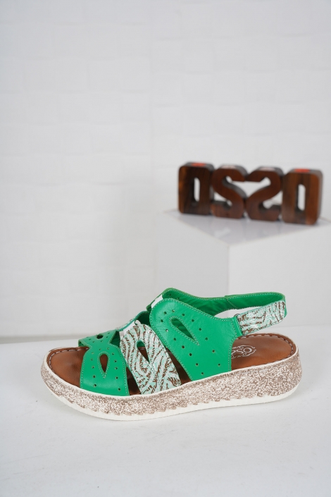 Hakiki Deri Yeşil Kadın Comfort Sandalet 231125507
