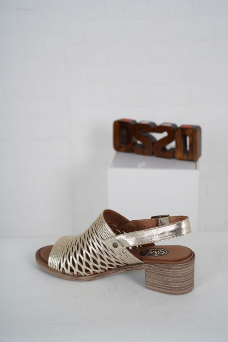 Hakiki Deri Altın Kadın Topuklu Sandalet 231126502